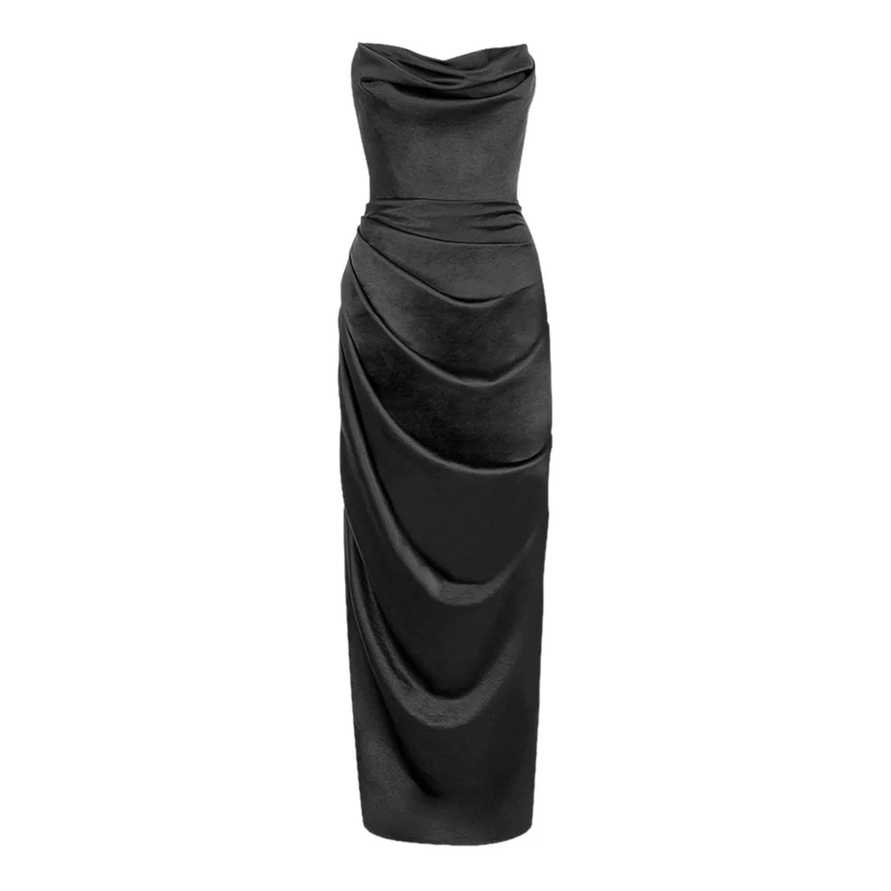 House of CB Strapless Black Maxi Dress